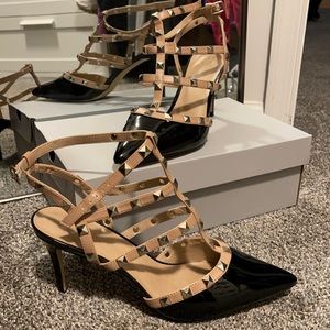 Studded shiny black heels size 11